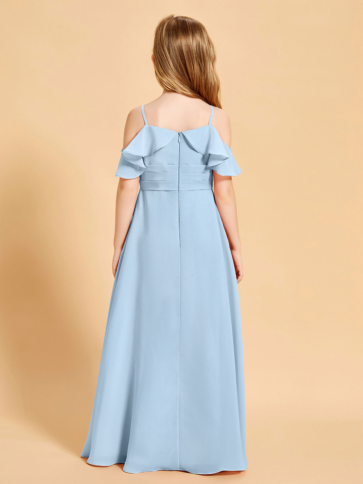 Off-the-Shoulder Bridesmaid Gown for Juniors Sky Blue